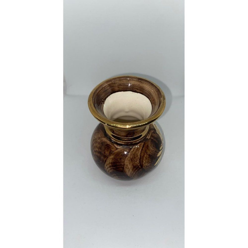Vintage H Bequet Brown Stag Deer Hand Painted Porcelain Vase Belgium - Picture 5 of 7